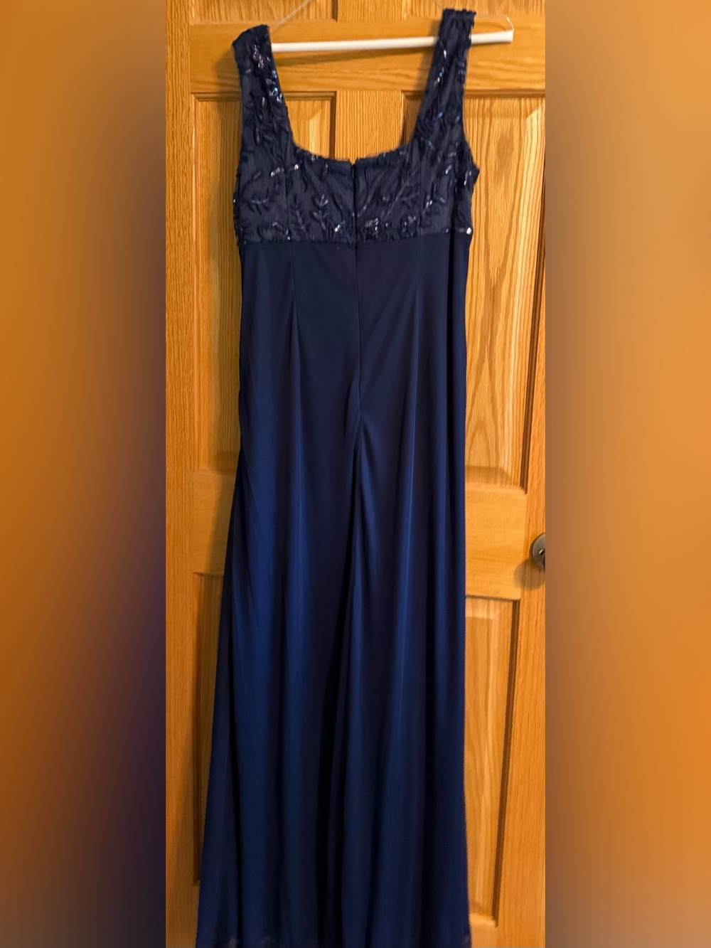 Elegant Navy Sequin Lace Jacket Evening Dress - Picture 4 of 4